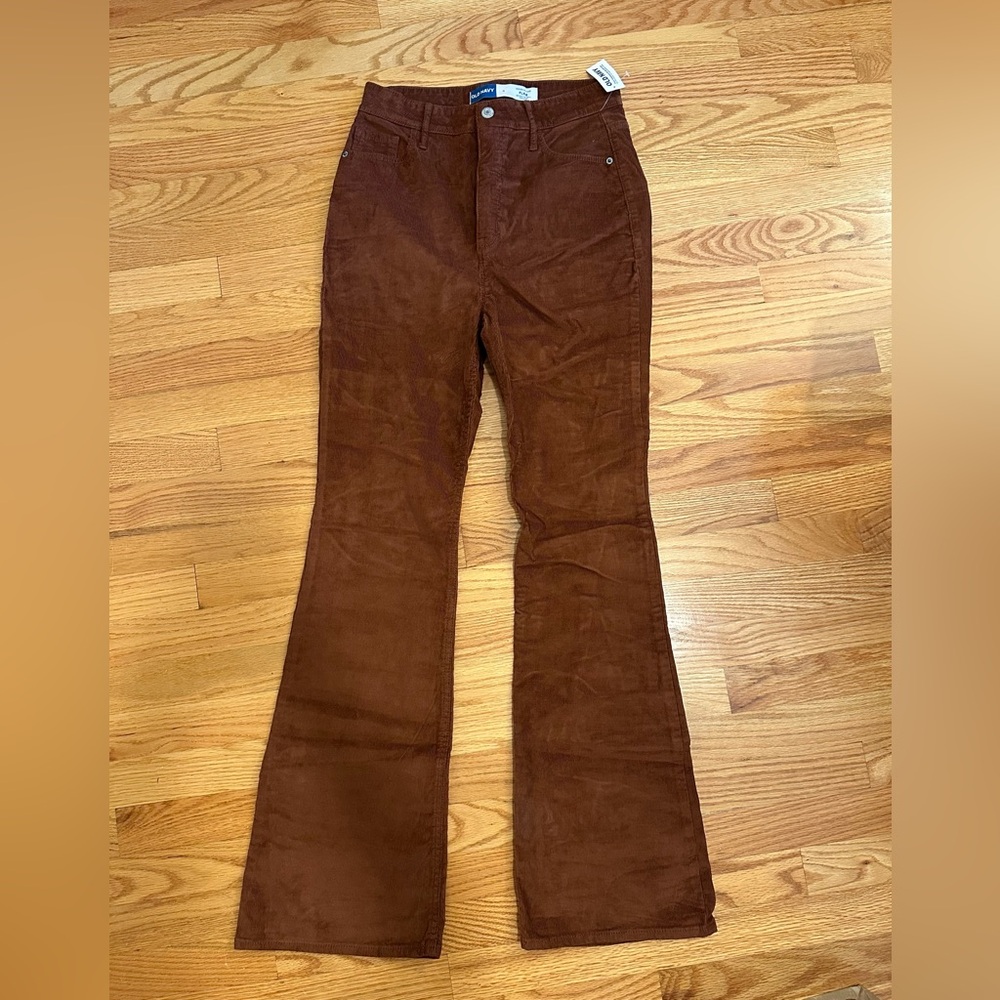 Old Navy Rust Corduroy Higher High-Rise Flare Pants